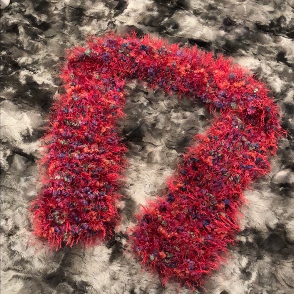 Pink Knitted Scarf - Handmade New